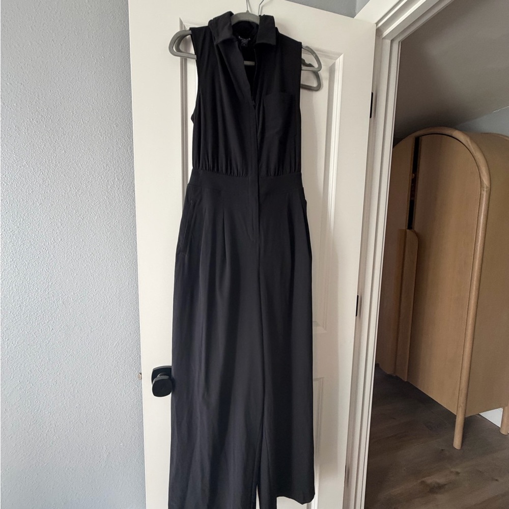 Athleta Black Sleeveless Maxi Dress with Collared Neck